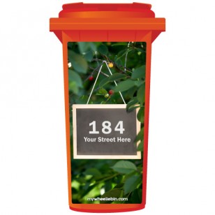 Your House Number Or Name & Street Name On A Chalkboard Hanging From A Tree Wheelie Bin Sticker Panel